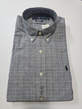 NWT Ralph Lauren Classic Fit Dress Shirt Glen Plaid Black White Deadstock 14.5